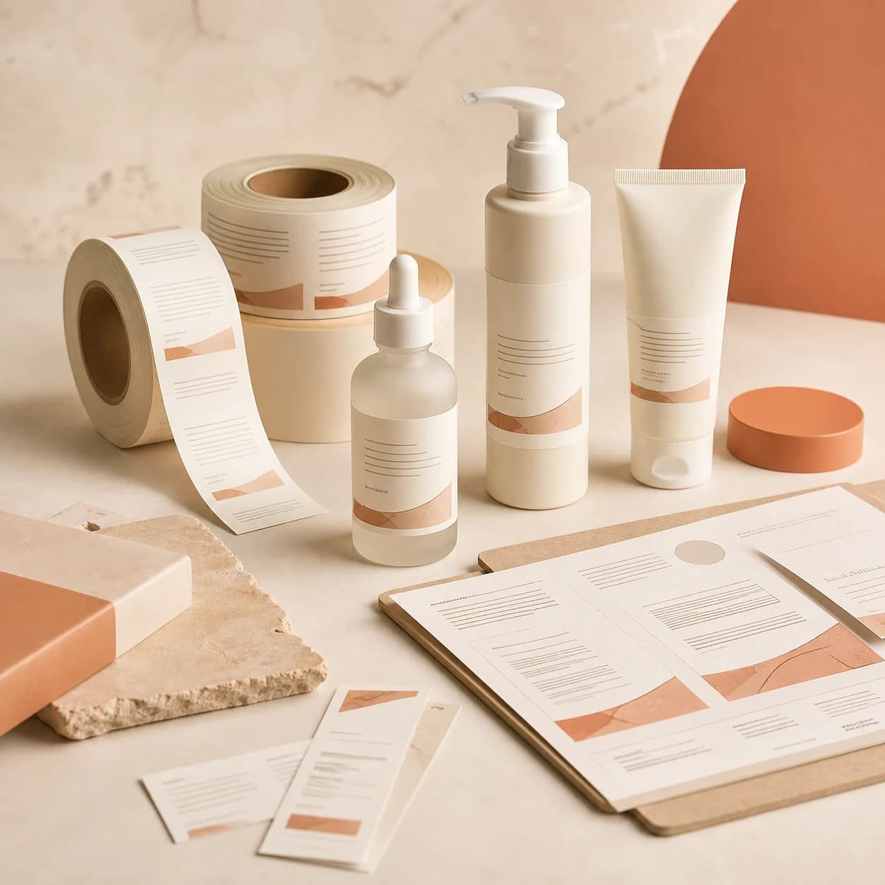 Etiquetas cosmeticas con informacion de lote e ingredientes